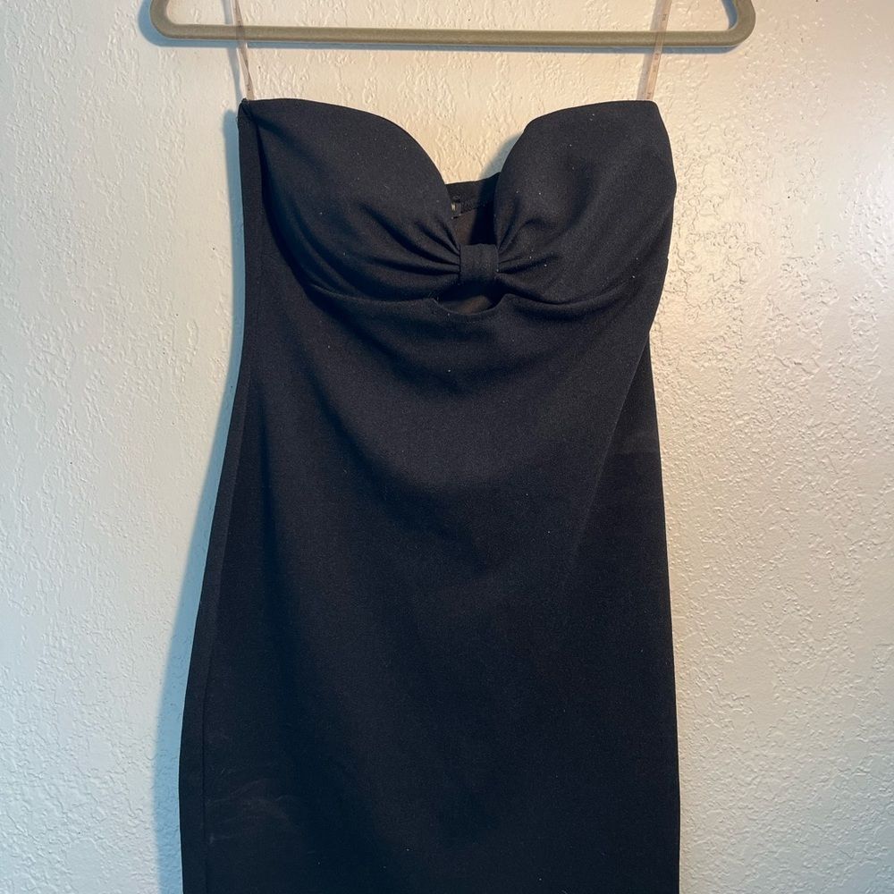 Iris Black Ruched Strapless Cocktail Dress Sleeveless SZ M Formal Wedding Dress